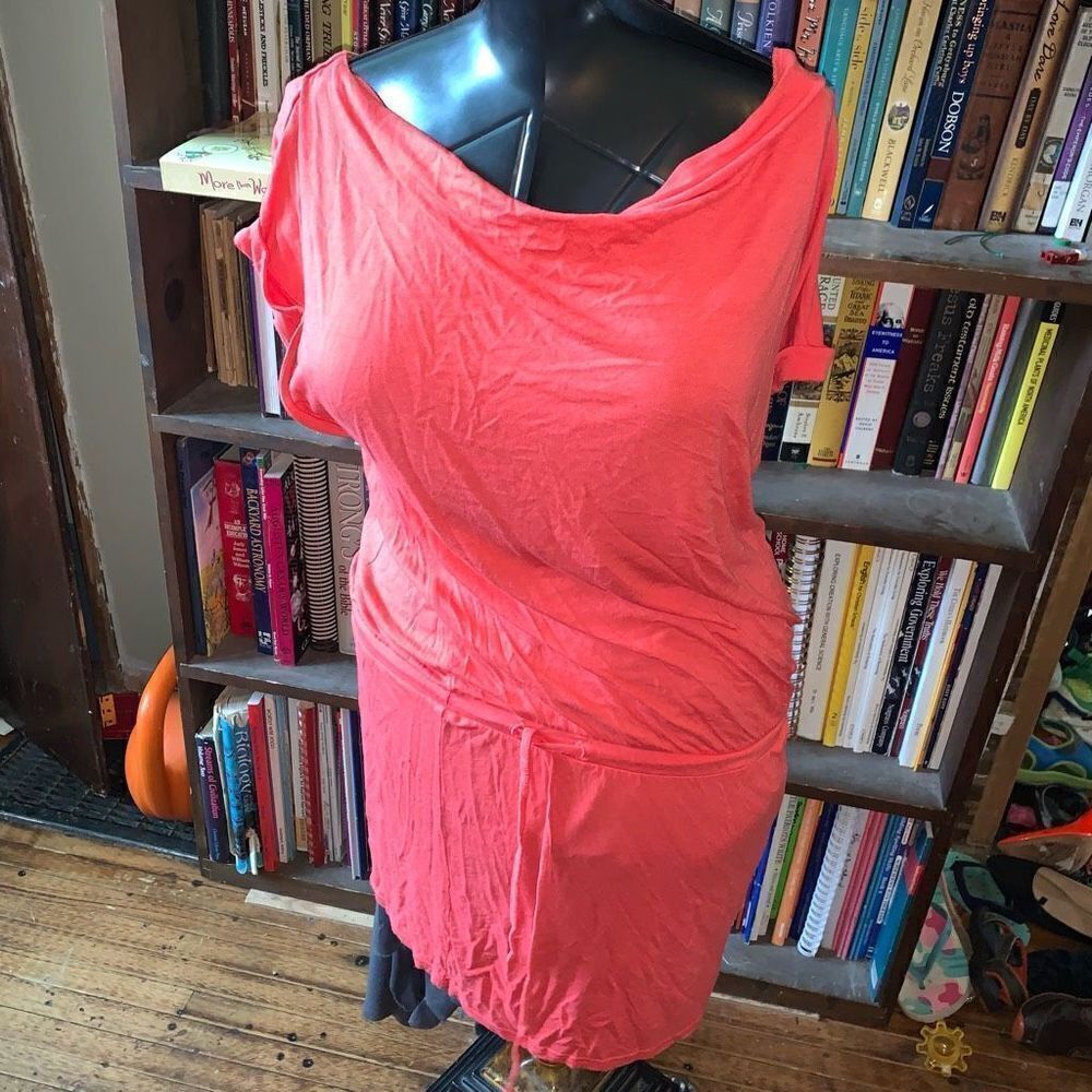 Lascana for Venus coral pink M/L drawstring waist knit coverup